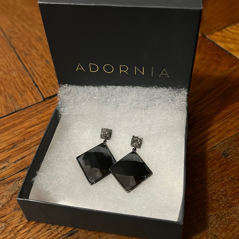 Adornia hematite and diamond earrings